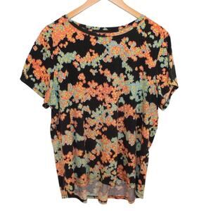 J Jason Wu Black Floral Short Sleeve Women’s Top Size XL